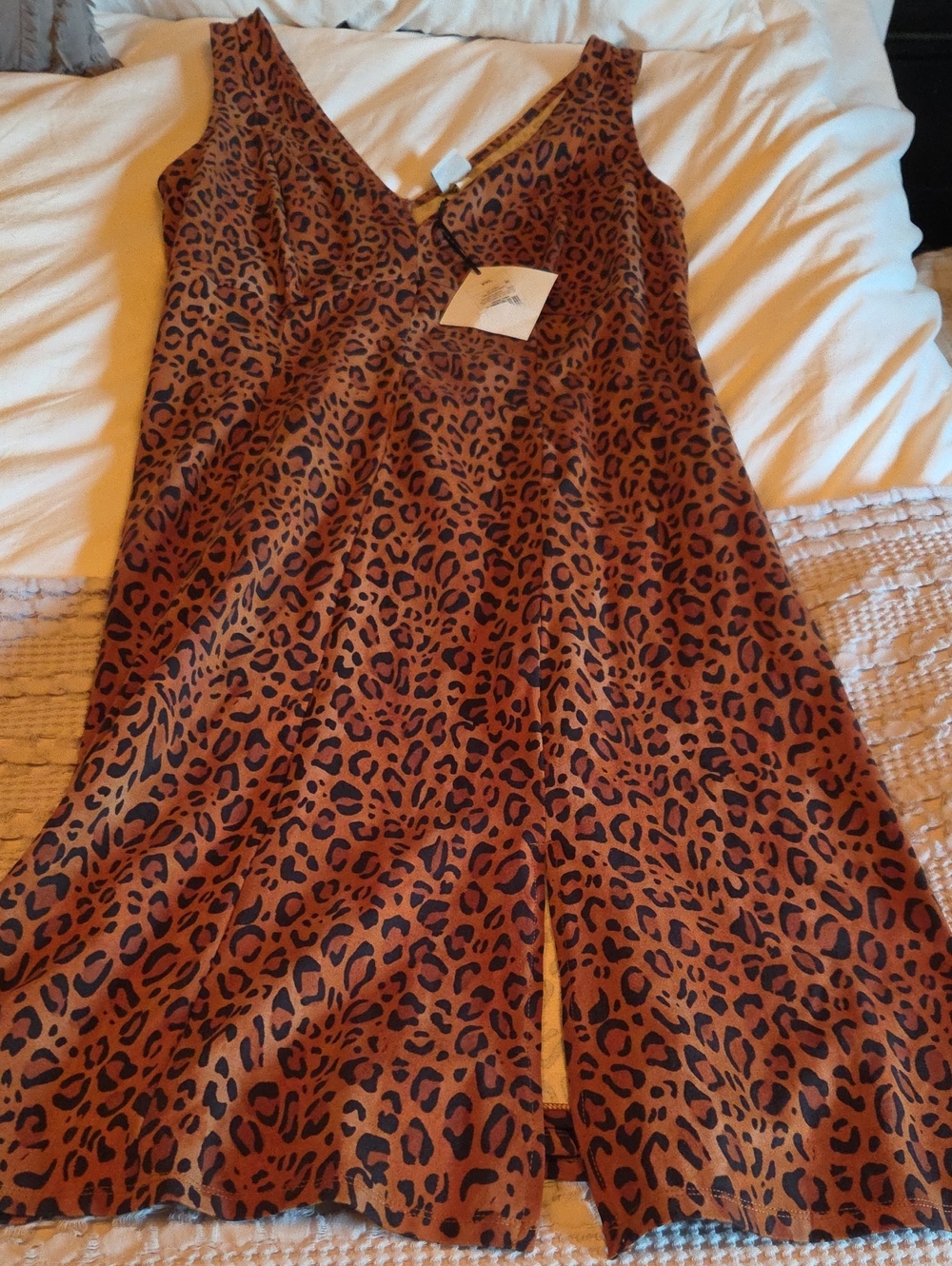 Leopard Print Slip Dress - Brown Xxl